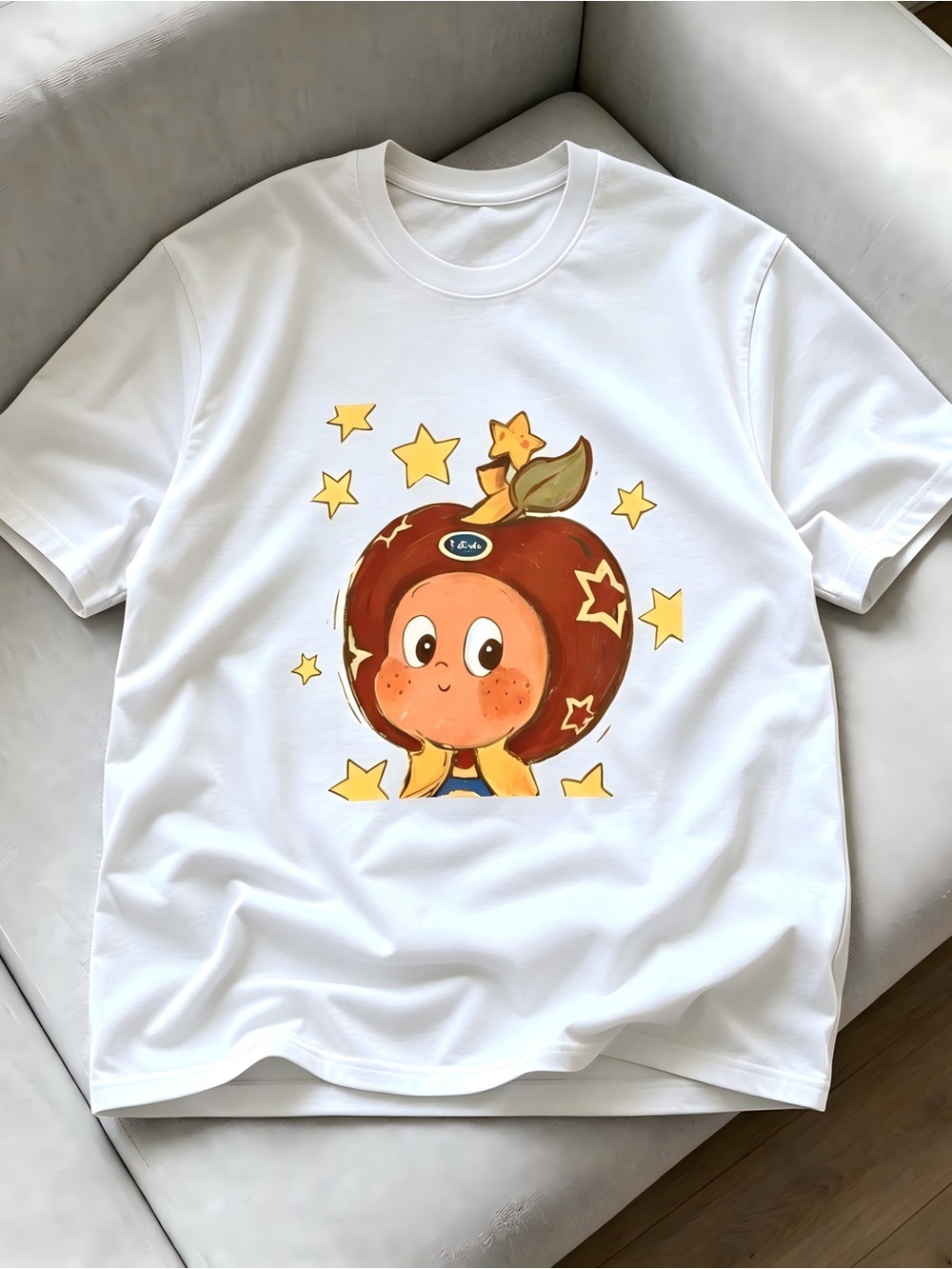 Apple Star Mascot Graphic Women Men T-shirt Unisex
﻿